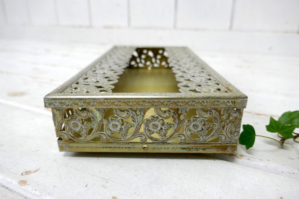 フラワーモチーフ ゴールドトーン 透かしデザイン ヴィンテージ ティッシュケース ティッシュボックス