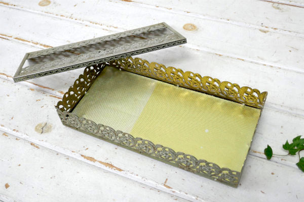 フラワーモチーフ ゴールドトーン 透かしデザイン ヴィンテージ ティッシュケース ティッシュボックス