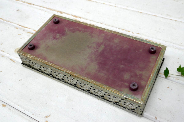 フラワーモチーフ ゴールドトーン 透かしデザイン ヴィンテージ ティッシュケース ティッシュボックス