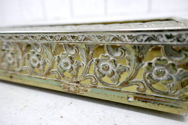 フラワーモチーフ ゴールドトーン 透かしデザイン ヴィンテージ ティッシュケース ティッシュボックス