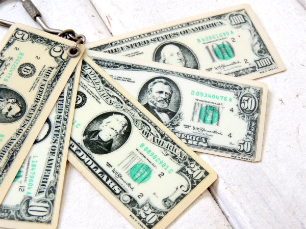 【アメリカ紙幣型】$5,$10,$20,$50,$100・ヴィンテージ・デッドストック・キーホルダー