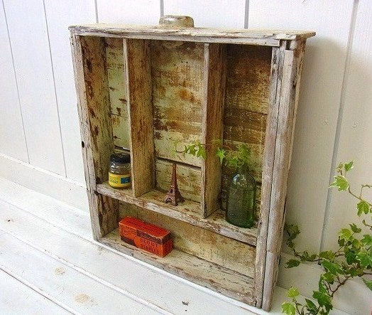 ホワイト ペンキ×シャビー 木製 アンティーク・プリンタートレイ 引出し 飾り棚 USA