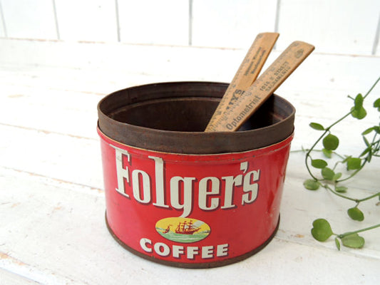 【1952's/フォルジャーズ】レッド・ブリキ製・ヴィンテージ・コーヒー缶・coffee