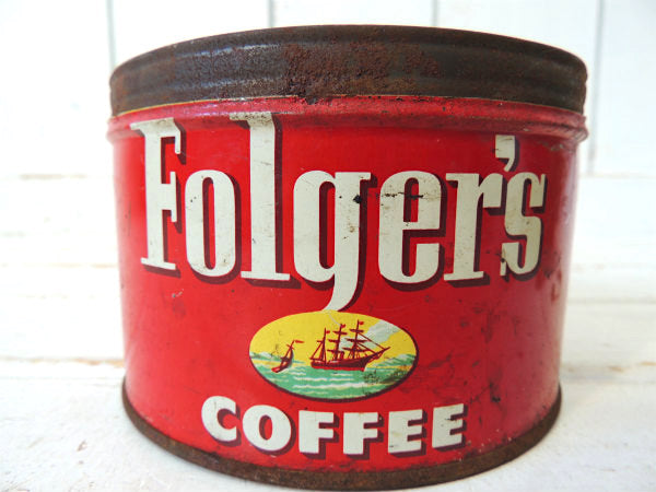 【1952's/フォルジャーズ】レッド・ブリキ製・ヴィンテージ・コーヒー缶・coffee