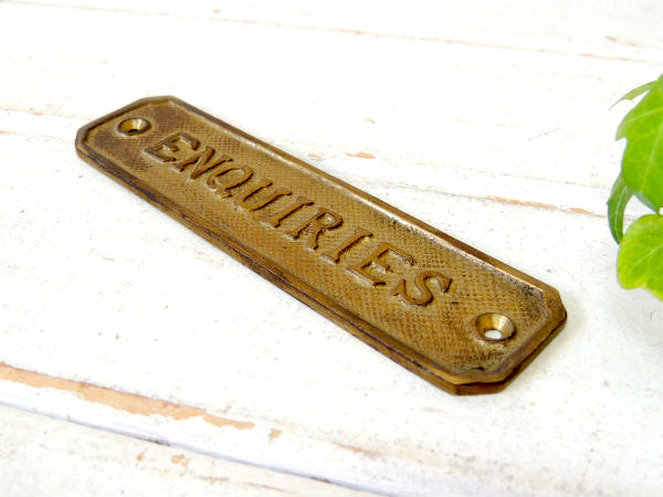 ENQUIRIES・船内プレート 真鍮製・アンティーク・サインプレート・看板・USA