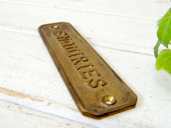 ENQUIRIES・船内プレート 真鍮製・アンティーク・サインプレート・看板・USA