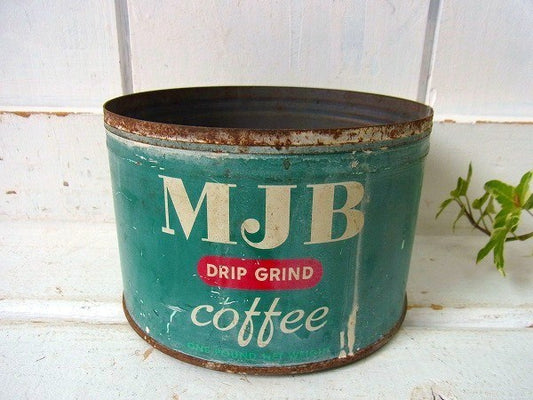 【MJB】ブリキ製・ヴィンテージ・コーヒー缶/ガーデニング USA