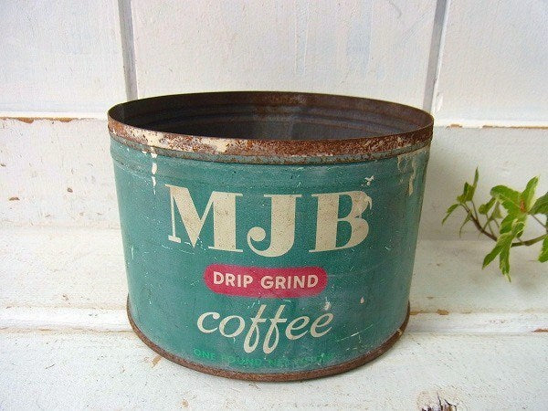 【MJB】ブリキ製・ヴィンテージ・コーヒー缶/ガーデニング USA