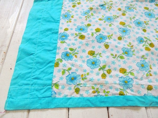 USA カラフル&ポップ 花柄　BIGサイズ ヴィンテージ パッチワーク キルトマット マルチカバー