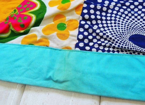 USA カラフル&ポップ 花柄　BIGサイズ ヴィンテージ パッチワーク キルトマット マルチカバー