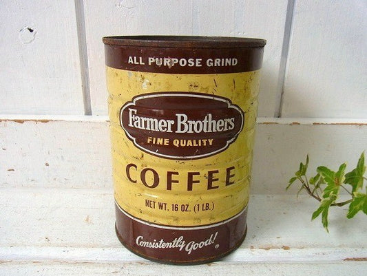 【Farmer Brothers COFFEE】ブリキ製・ヴィンテージ・コーヒー缶/ティン缶 USA