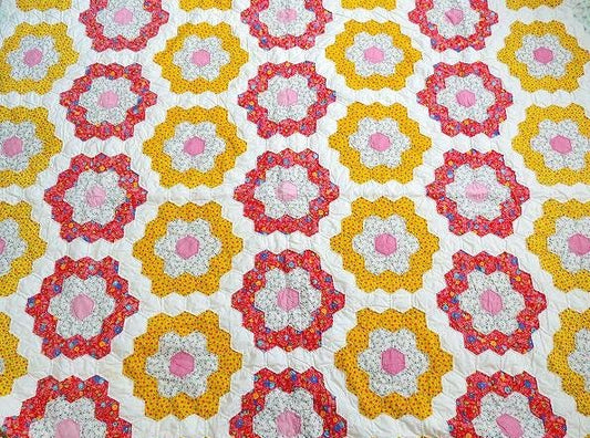 USA グランドマザーズ フラワーガーデン アンティーク キルト ベッドスプレッド マルチカバー