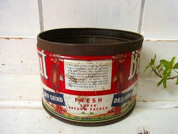 【Butter-Nut Coffee】ブリキ製・ヴィンテージ・コーヒー缶/ガーデニング USA