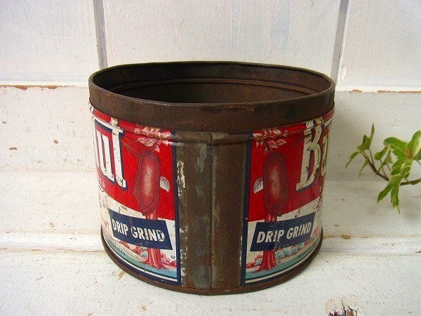 【Butter-Nut Coffee】ブリキ製・ヴィンテージ・コーヒー缶/ガーデニング USA