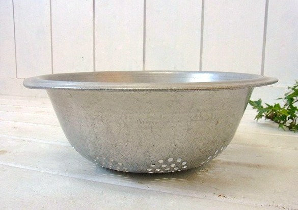 アンティーク・アルミコランダー/水切りボウル/USA/キッチン雑貨