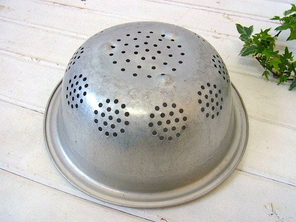 アンティーク・アルミコランダー/水切りボウル/USA/キッチン雑貨