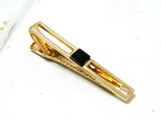 【ブラック×ゴールド】キラキラ輝く・お洒落でクールなヴィンテージ・タイピン・タイクリップ