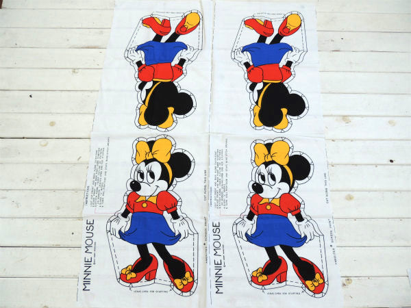 【ミニーマウス】ぬいぐるみ・ピロードール・デッドストック・ヴィンテージ・パネル生地/ファブリック