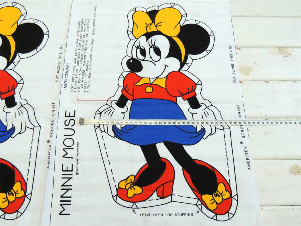 【ミニーマウス】ぬいぐるみ・ピロードール・デッドストック・ヴィンテージ・パネル生地/ファブリック