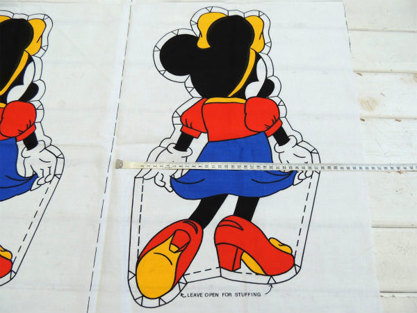 【ミニーマウス】ぬいぐるみ・ピロードール・デッドストック・ヴィンテージ・パネル生地/ファブリック