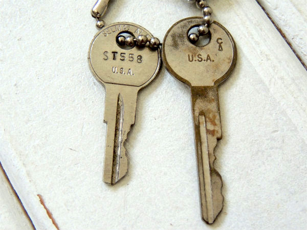 1955's オクラホマ 53-739 ヴィンテージ アメ車 ナンバープレート 金属製 キーホルダー 古鍵 2本 US