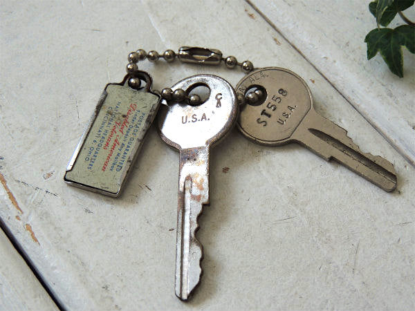 1955's オクラホマ 53-739 ヴィンテージ アメ車 ナンバープレート 金属製 キーホルダー 古鍵 2本 US