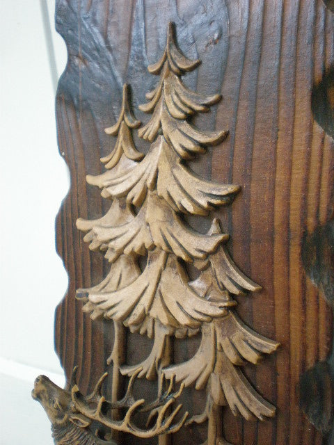 ドイツ　トナカイ・木製ヴィンテージ壁掛けオブジェ