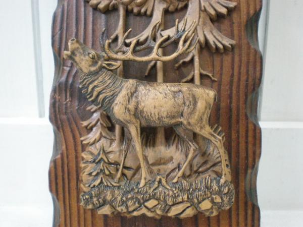 ドイツ　トナカイ・木製ヴィンテージ壁掛けオブジェ
