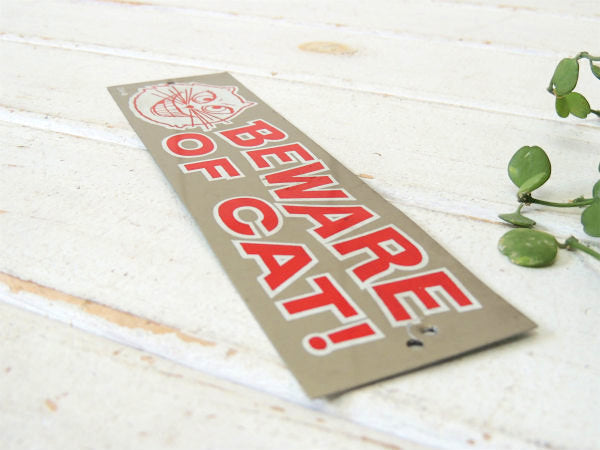 【BEWARE OF CAT!】ネコ注意!ヴィンテージ・サインプレート・看板・標識サイン・USA