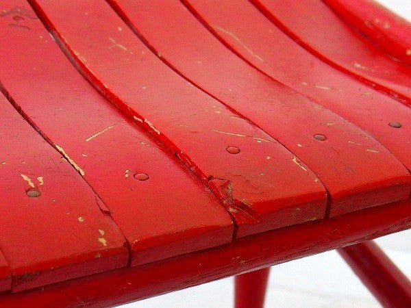 赤色の木製・アンティーク・子供イス/チャイルドチェア/椅子/ローチェア　USA