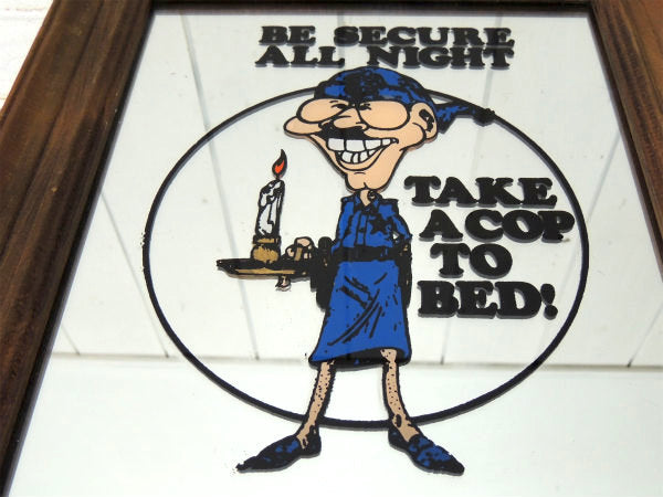 【BE SECURE ALL NIGHT】メッセージ・ビンテージ・パブミラー・ウォールデコ・店内装飾