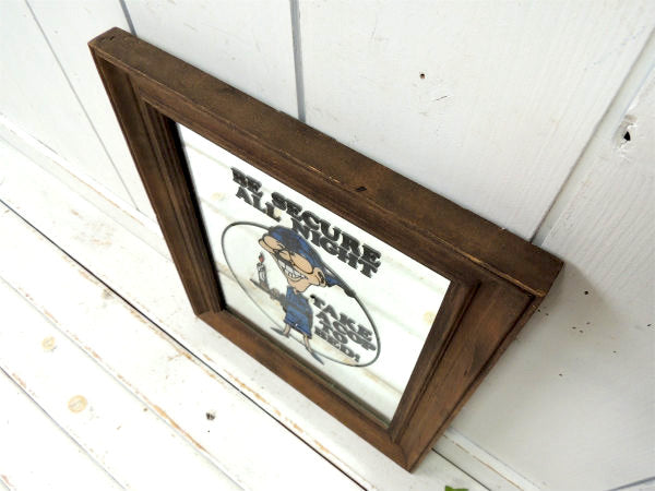 【BE SECURE ALL NIGHT】メッセージ・ビンテージ・パブミラー・ウォールデコ・店内装飾