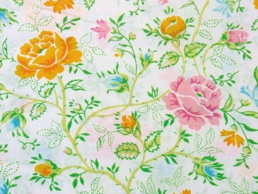 【J.C.Penny】花柄・ヴィンテージ・フラットシーツ/花柄シーツ USA