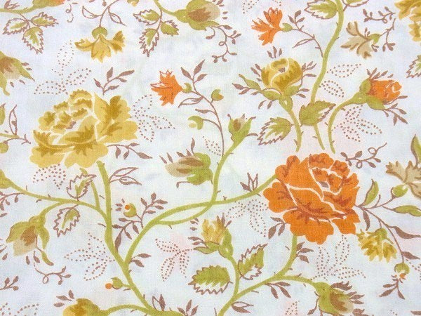 【J.C.Penny】レトロな花柄・ヴィンテージ・フラットシーツ/花柄シーツ USA