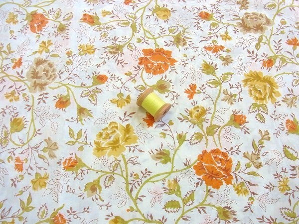 【J.C.Penny】レトロな花柄・ヴィンテージ・フラットシーツ/花柄シーツ USA