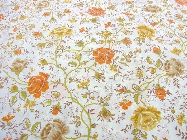 【J.C.Penny】レトロな花柄・ヴィンテージ・フラットシーツ/花柄シーツ USA