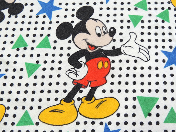 【ミッキーマウス】星柄&水玉柄・コットン100%・ヴィンテージ・ユーズドシーツ(ボックスタイプ)