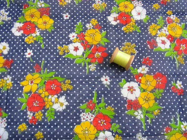 カラフルな小花柄・デッドストック・ヴィンテージ・ファブリック/生地　USA
