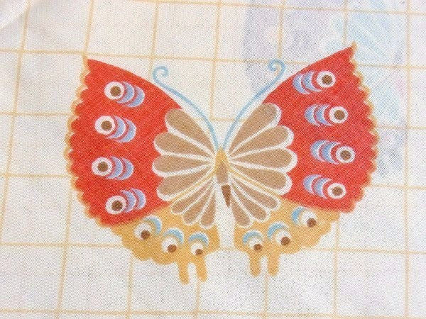 蝶々柄・ヴィンテージ・ピロケース/枕カバー/バタフライ　USA