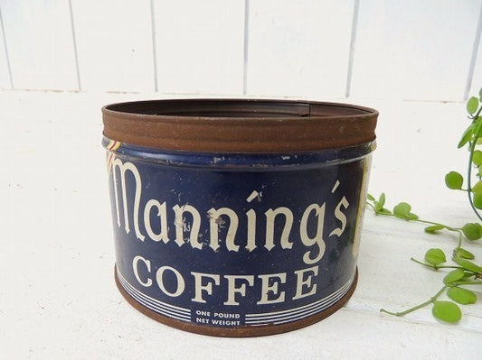【Manning's COFFEE】ブリキ製・ヴィンテージ・コーヒー缶/ティン缶 USA