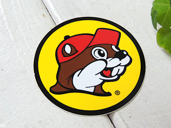 【バッキーズ】Mサイズ・ガソリンスタンド・ビーバー・キャラクター・アドバタイジング・ステッカー