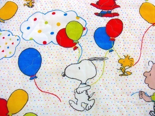 【スヌーピー】ピーナッツの仲間・風船柄・ヴィンテージ・ベッドスプレッド/ベッドカバー　USA