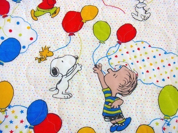 【スヌーピー】ピーナッツの仲間・風船柄・ヴィンテージ・ベッドスプレッド/ベッドカバー　USA
