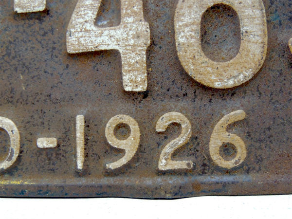 1926年・オハイオ州・アンティーク・OLD・ナンバープレート・カーライセンスプレート・ガレージ