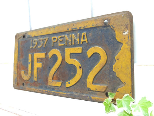 【ペンシルベニア州・1937年・PENNA】ビンテージ・ナンバープレート/ライセンスプレート