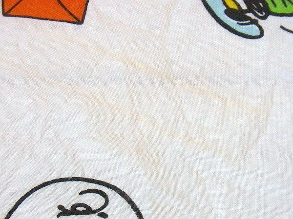 【スヌーピー】ピーナッツの仲間・カイト柄・ヴィンテージ・ユーズドシーツ(フラットタイプ) USA