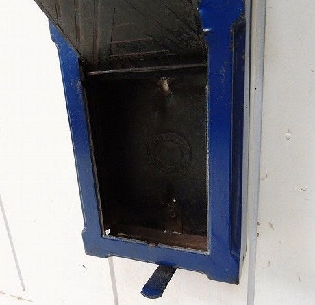 USA!青色・新聞受け付き・メタル製・アンティーク・メールボックス/郵便受け/ポスト