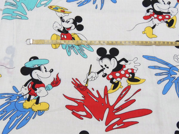 【レトロなミッキー&ミニー】激レア!パレット&ペイント柄・ヴィンテージ・カーテン/生地