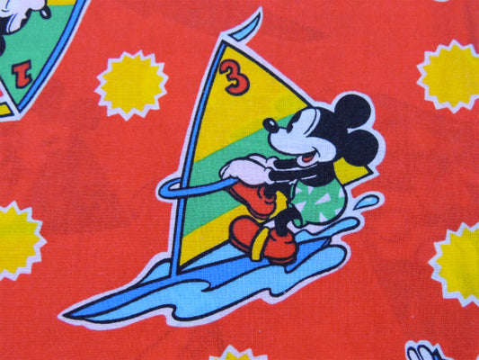 【OLDミッキーマウス】激レア!ヨット柄・ヴィンテージ・USEDピロケース/枕カバー/生地