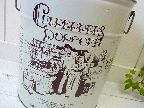 【CULPERPPERS】ポップコーン・蓋&持ち手付き・大きなヴィンテージ・ティン缶　USA